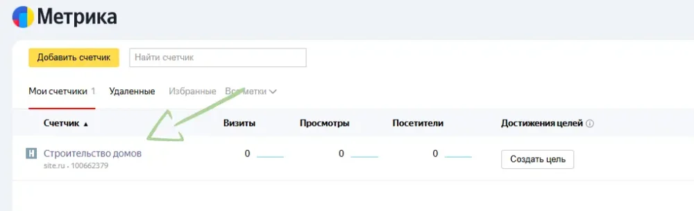 Переходим в счетчик метрики