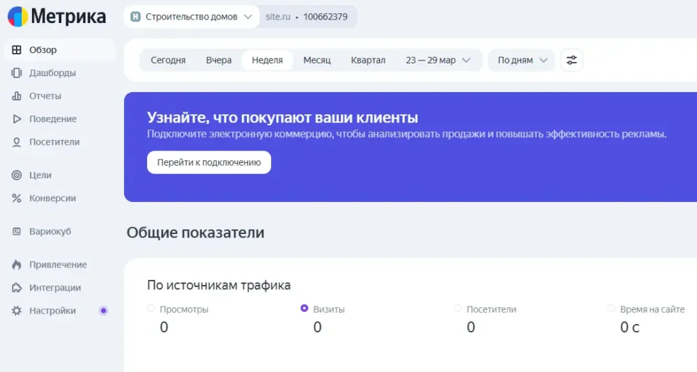 Как выглядит "Обзор" в метрике