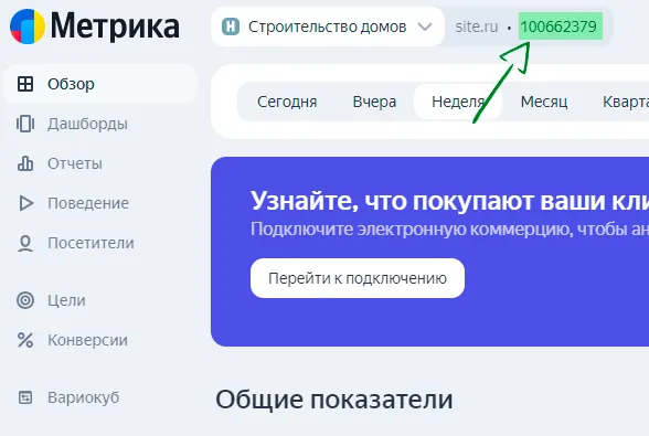 Номер метрики на главной