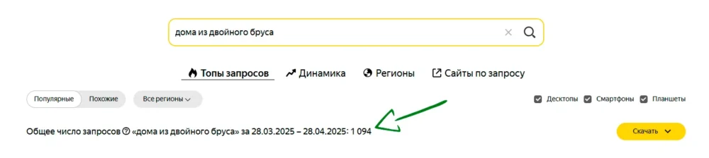Частотность по двойному брусу